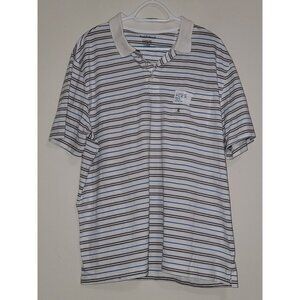 Saddlebred Comfort Flex Polo Classic Fit Striped Short Sleeves Cream SZ XL